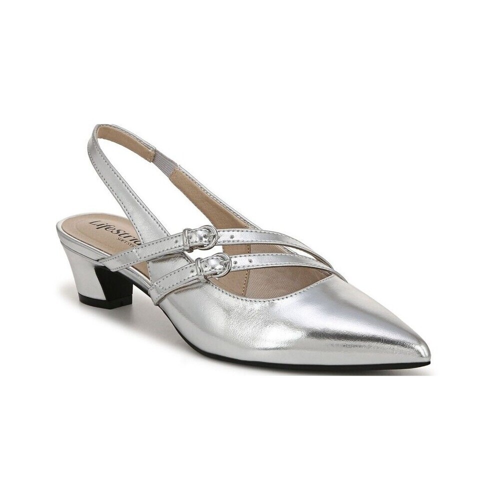 LifeStride Monique slingback pumps in silver metallic faux leather Women’s 8 NEW - Picture 9 of 9